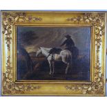 Gemälde: Reiter mit 2 Pferden, Ende 19. Jh.