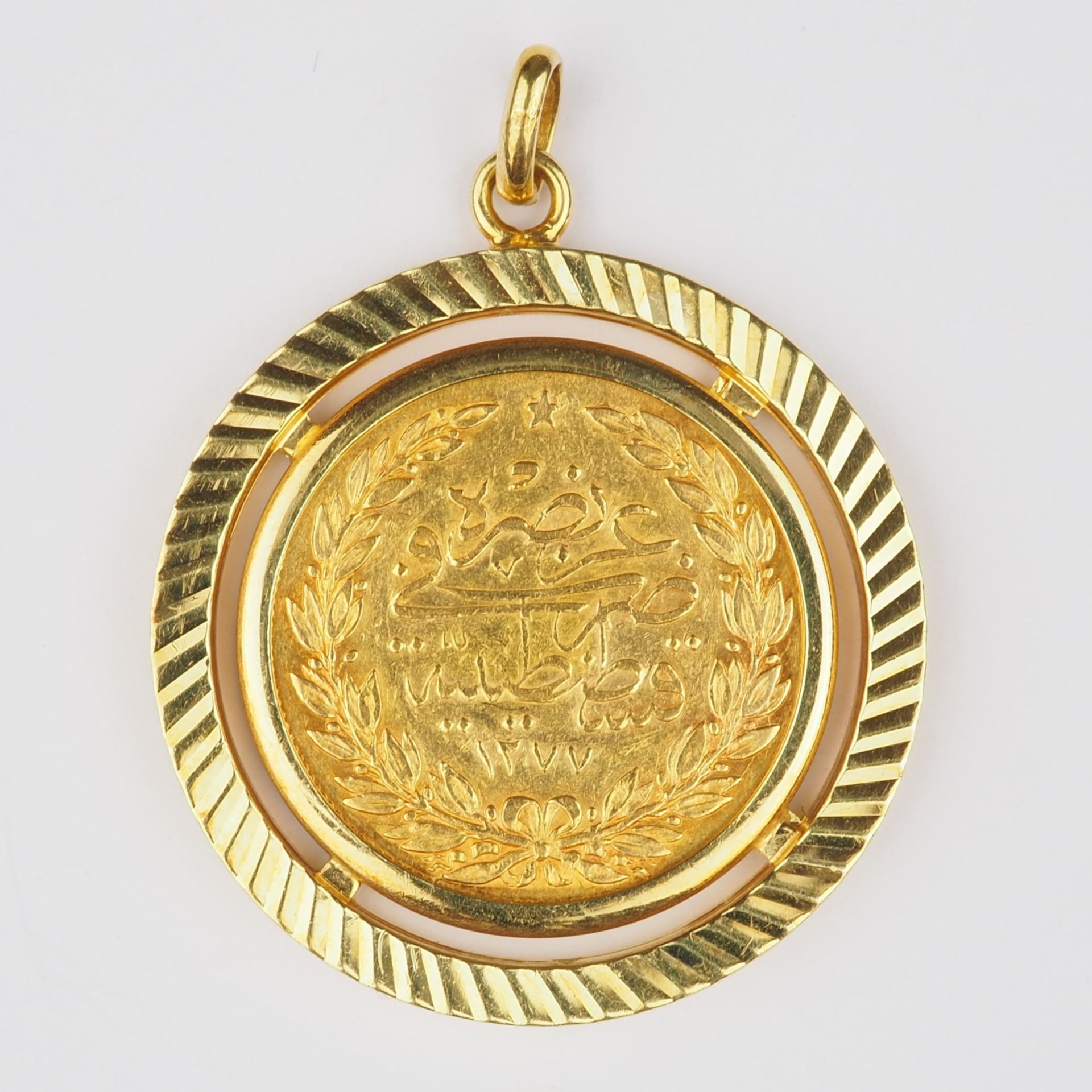 Coin pendant gold coin "100 Piaster (Kuruş) - Tughra", Turkey. - Image 2 of 2