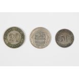 German Empire: 3x Reichspfennig 1877 - 1909