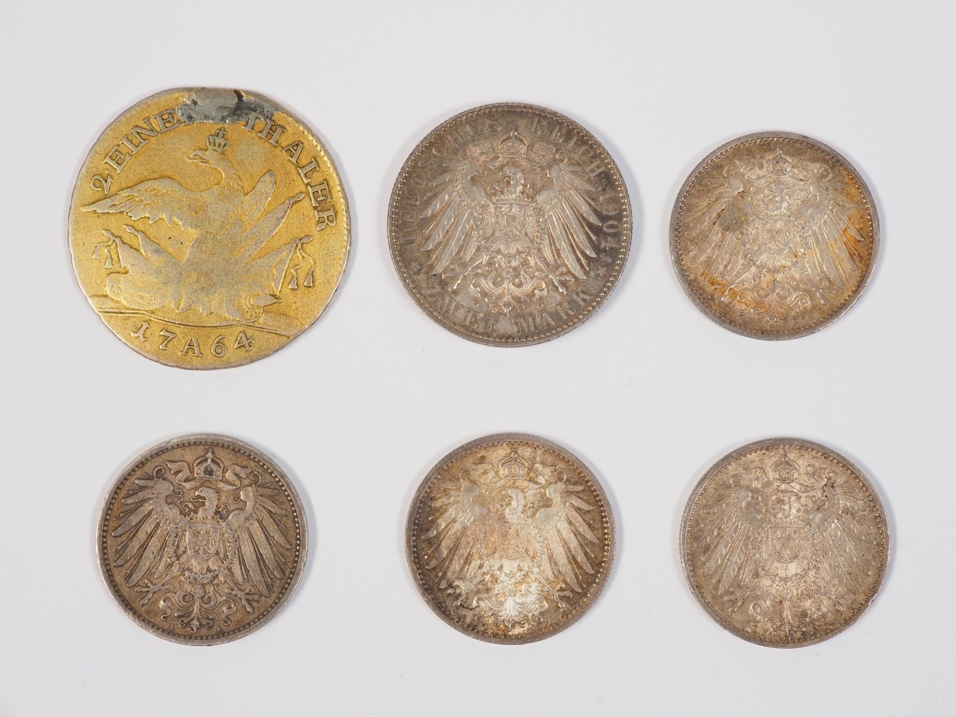 Mixed lot silver coins German Empire 1903-1915, 5 pcs. i.a. Saxony - Image 2 of 2