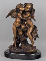 Bronze figure, cherubs loving each other, 50s.