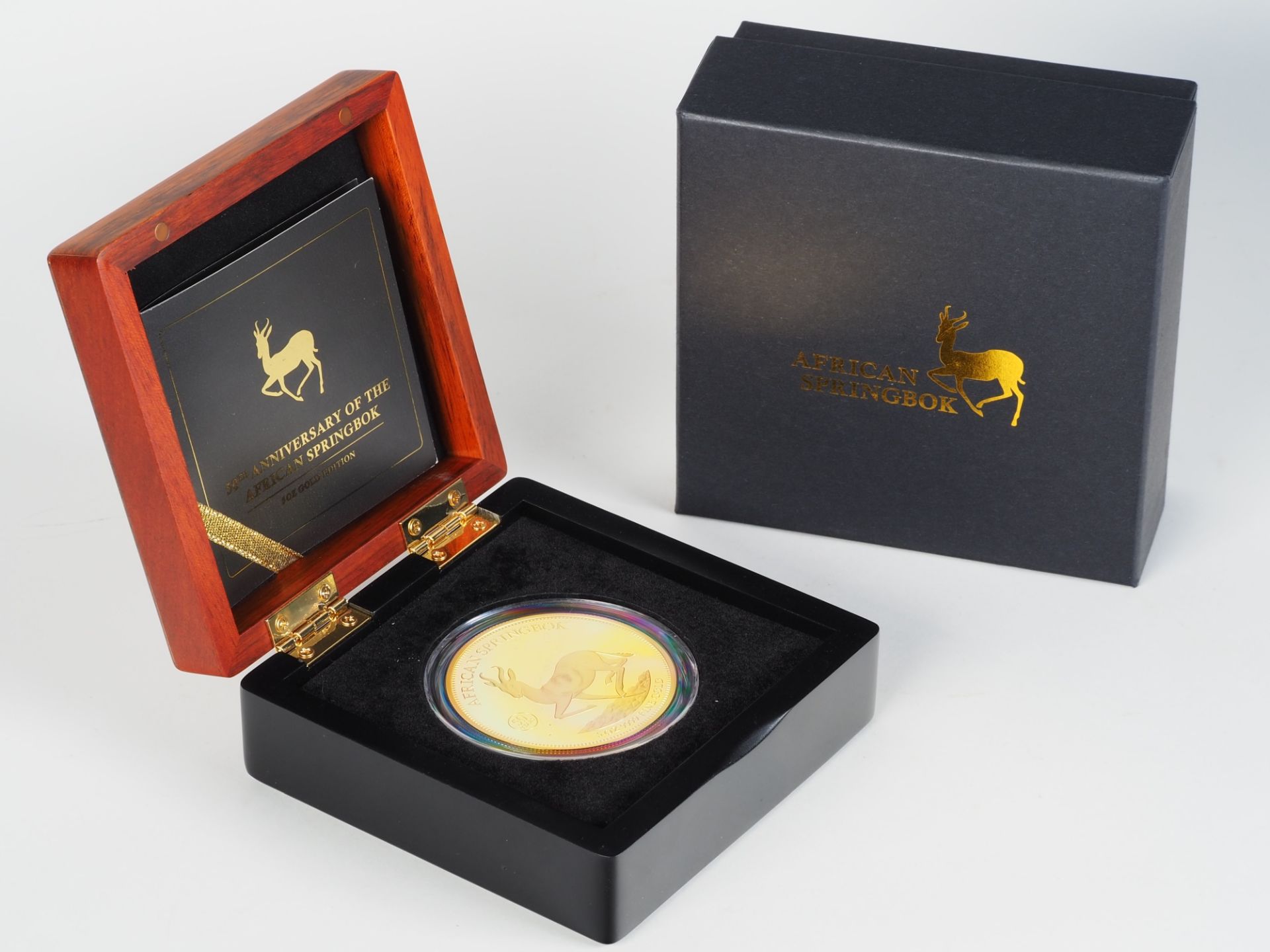 African Springbok 5 oz Gold Coin, Limited Edition - BUYER'S PREMIUM FREE