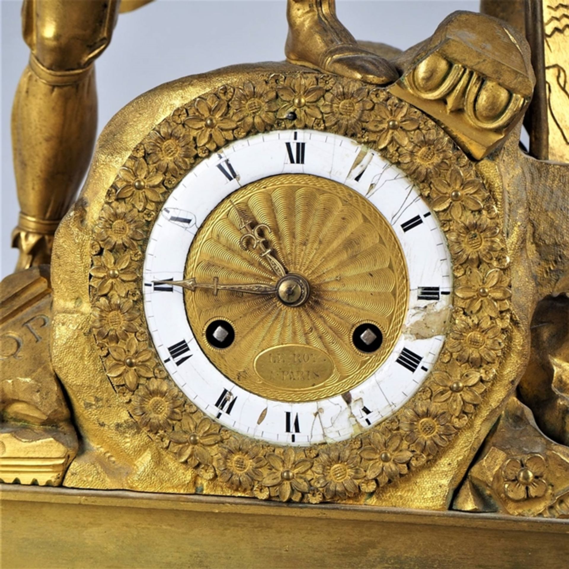 Große Empire-Figurenpendule mit römischem Krieger, Frankreich um 1810 - Bild 4 aus 8