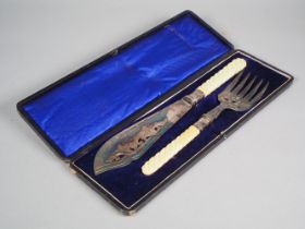 Art Nouveau fish serving cutlery, around 1900