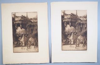 Frank Brangwyn, Paar Radierungen "Pont Neuf", um 1918