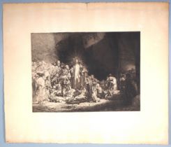 Radierung nach Rembrandt: "Christus heilt die Kranken", um 1900