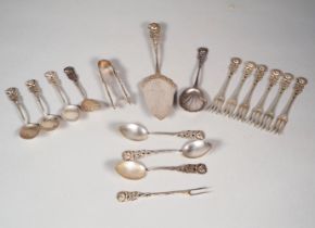 Coffee cutlery, 800 silver, Hildesheim Rose, 17 pieces.