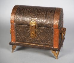 Asian casket in the form of a round-lidded chest, 1950s.