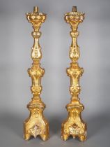 Pair of baroque altar candlesticks, 18th c.