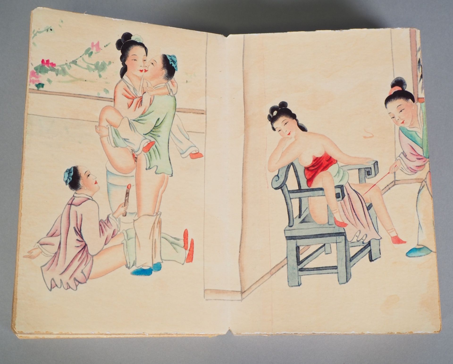 Faltbuch Erotika, China um 1900, Chinesisches Kopfkissenbuch (pillow book - shunga) - Bild 3 aus 4