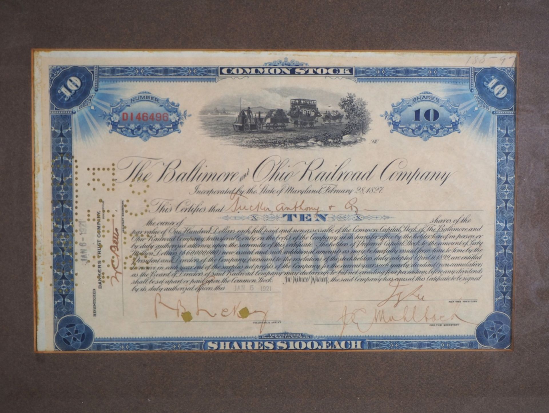 Share of the railroad company Common Stock, 1921. - Image 2 of 2