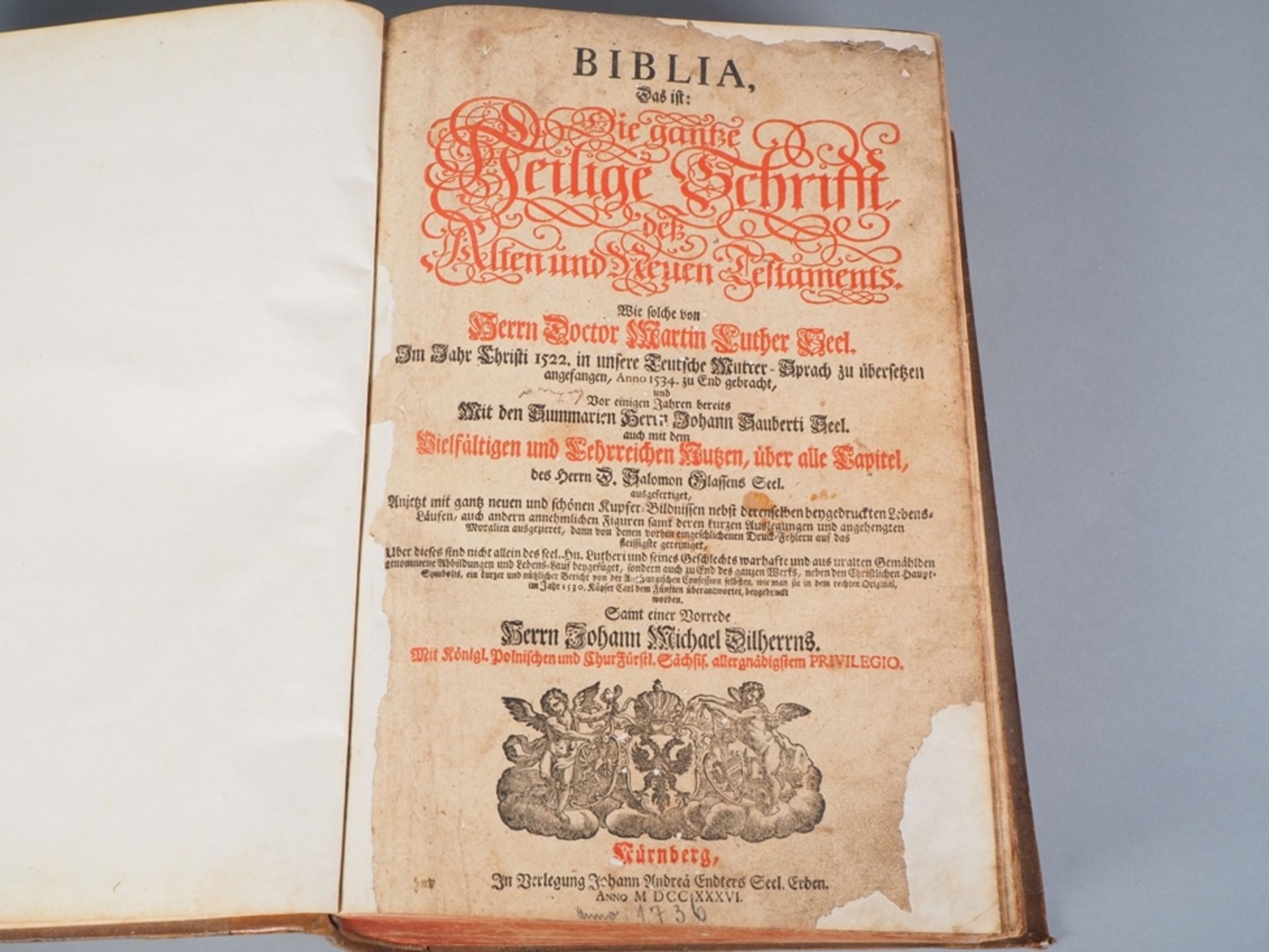 Große Luther-Bibel, Nürnberg von 1736 - Bild 4 aus 4