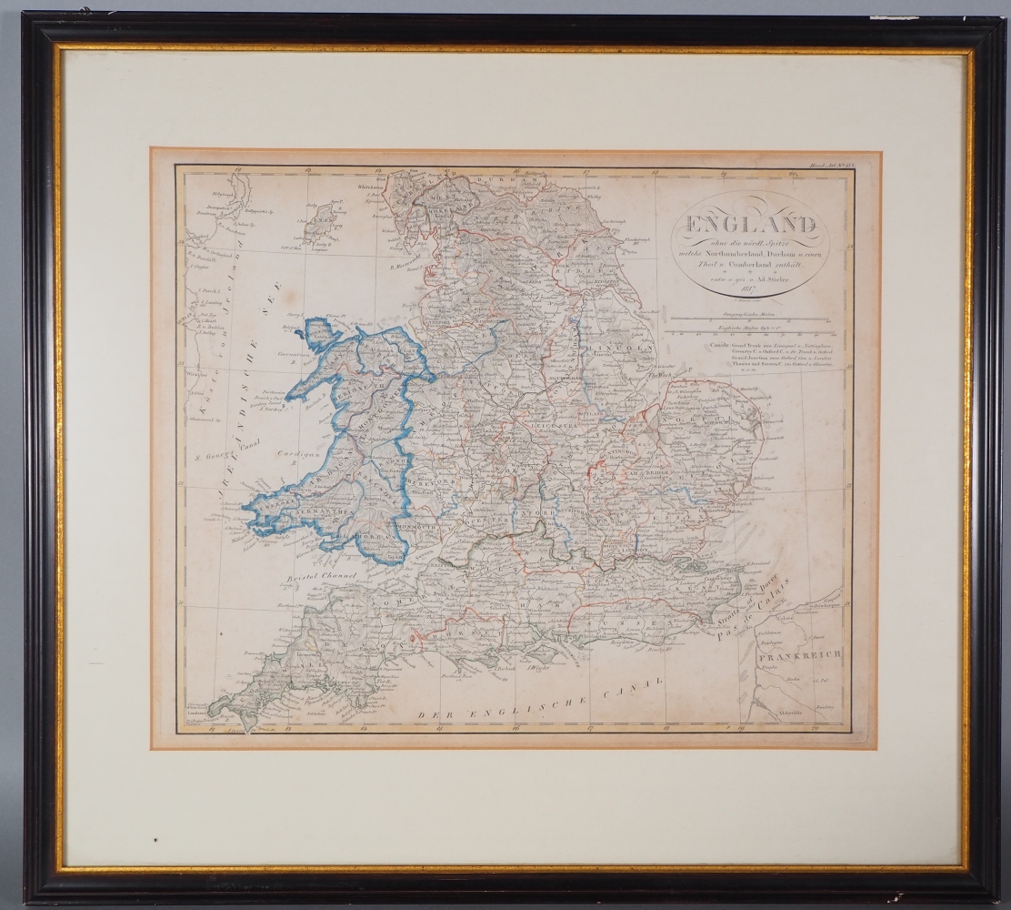 Map of England, Stielers Hand Atlas, 1817.