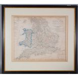 Map of England, Stielers Hand Atlas, 1817.