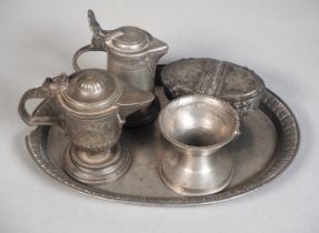 Convolute antique pewter (5 parts), 18th century.