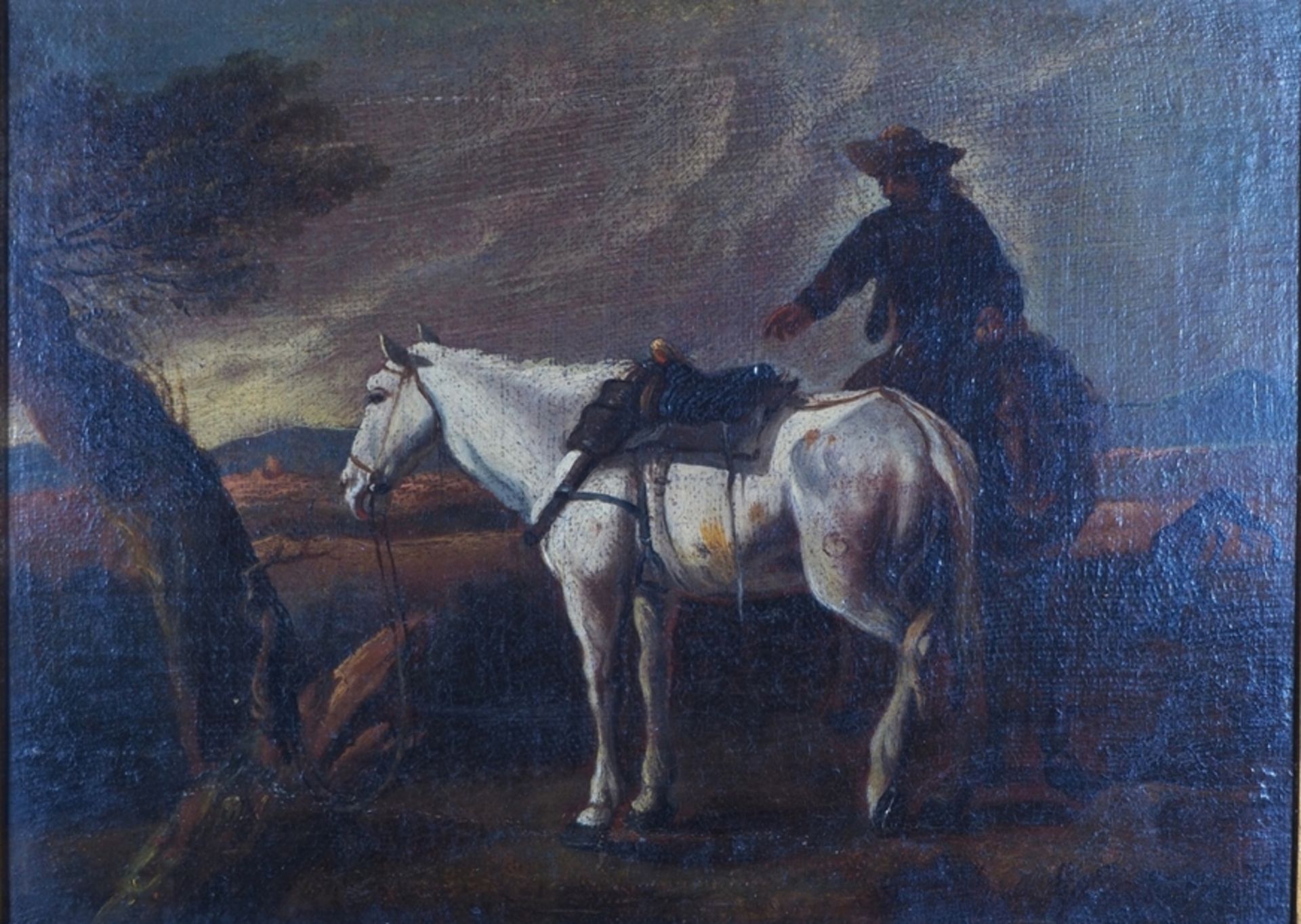 Gemälde: Reiter mit 2 Pferden, Ende 19. Jh. - Bild 2 aus 5