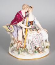 Meissen, gallant shepherd couple, mid 18th century. 