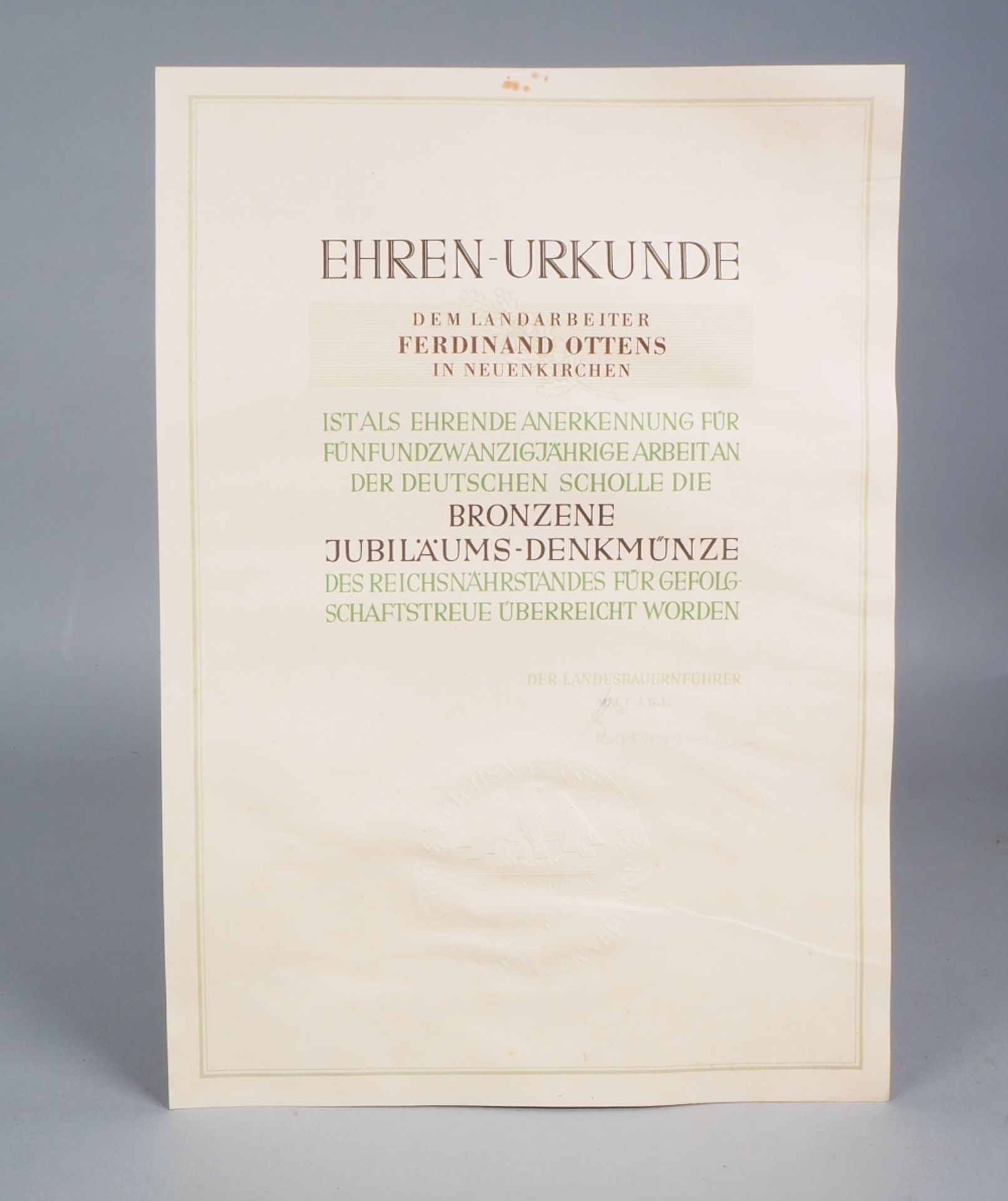 Reichsnährstand honorary and award certificate - Image 2 of 2