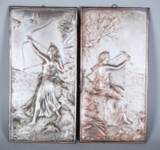Pair of relief allegories, around 1900
