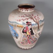 Große Keramikvase mit japanischen Motiv