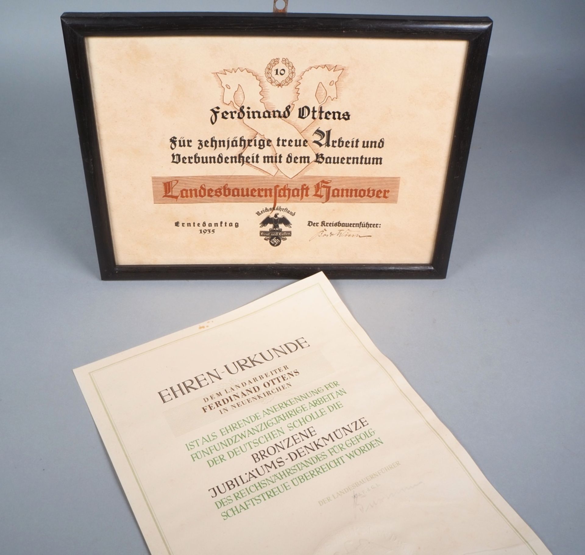 Reichsnährstand honorary and award certificate