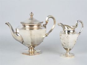 Silver coffee pot with cream pourer, C. Frey & Söhne, Breslau circa 1920