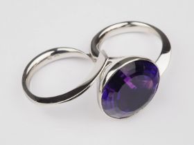 Ehinger-Schwarz Platin Doppelring mit Amethyst