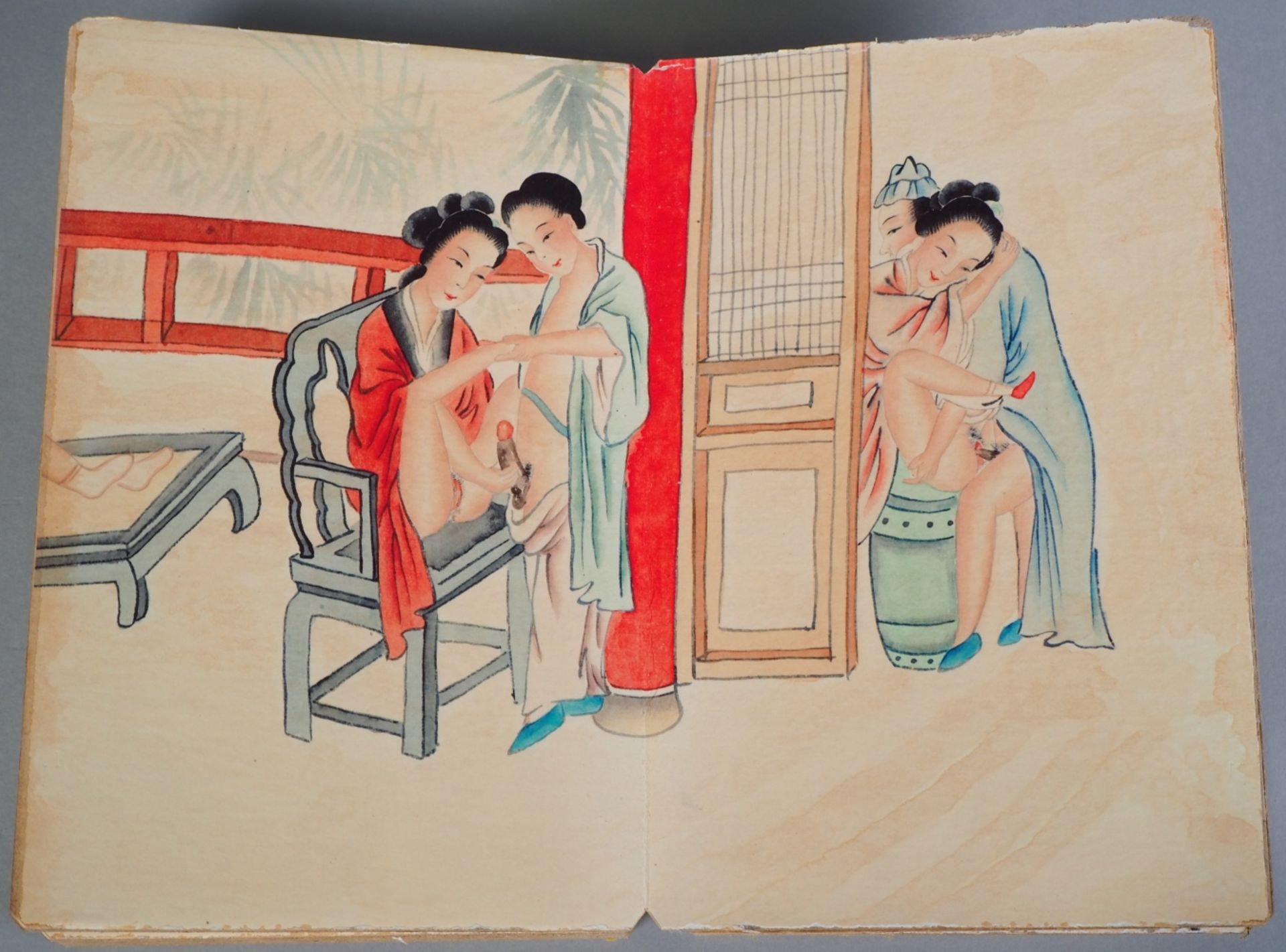 Faltbuch Erotika, China um 1900, Chinesisches Kopfkissenbuch (pillow book - shunga) - Bild 4 aus 4
