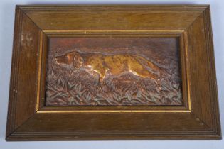 Bronze relief of a hunting dog, around 1900