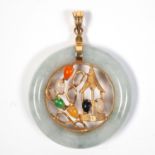 Gemstone pendant with 14K gold, 20th century.