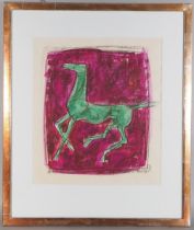 Fritz Nuss (1907 - 1999), Watercolor of a horse, 1969.