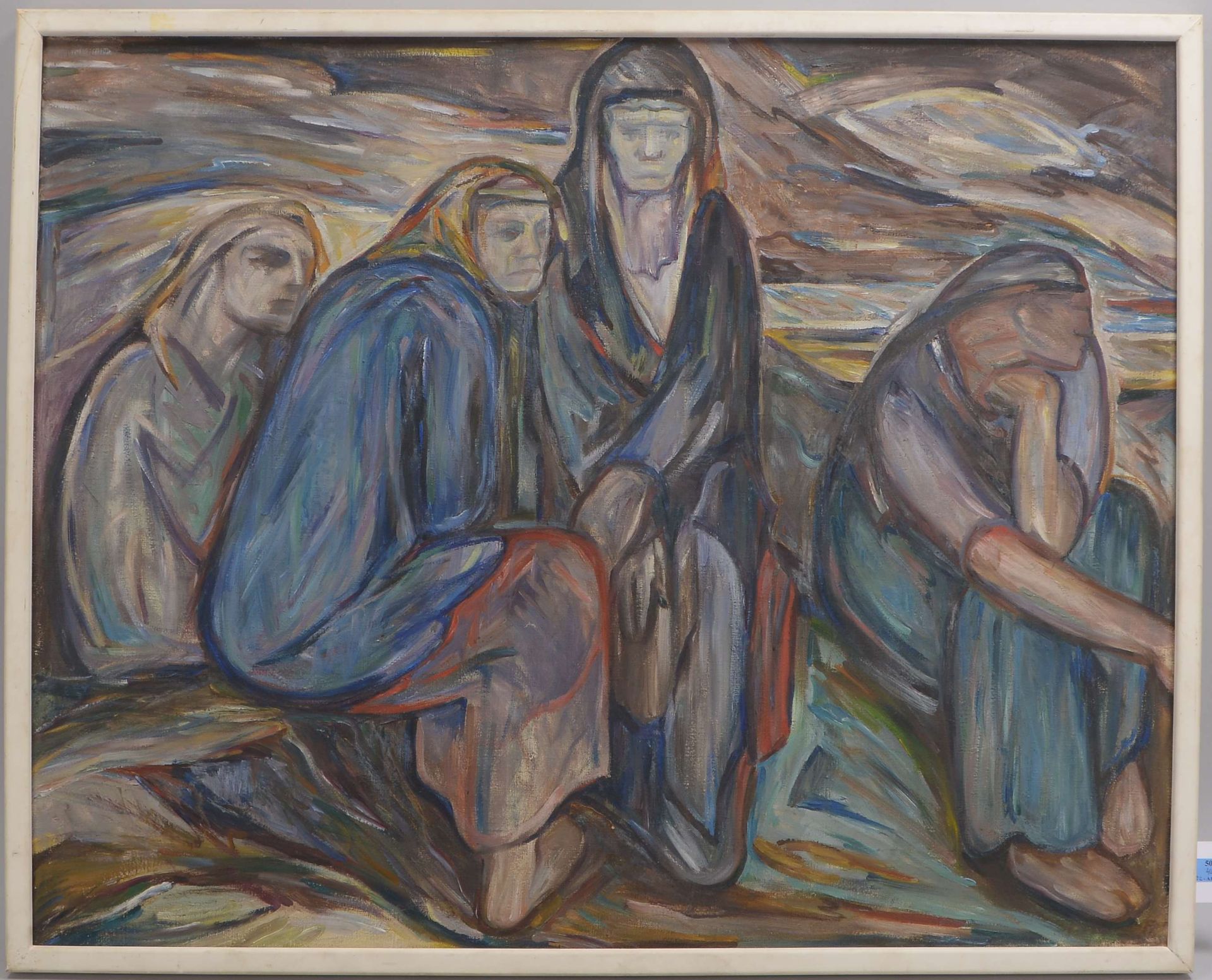 Gemälde, 'Frauen in Trauer', Öl/Lw, unsigniert; Bildmaße 80,5 x 100,5 cm