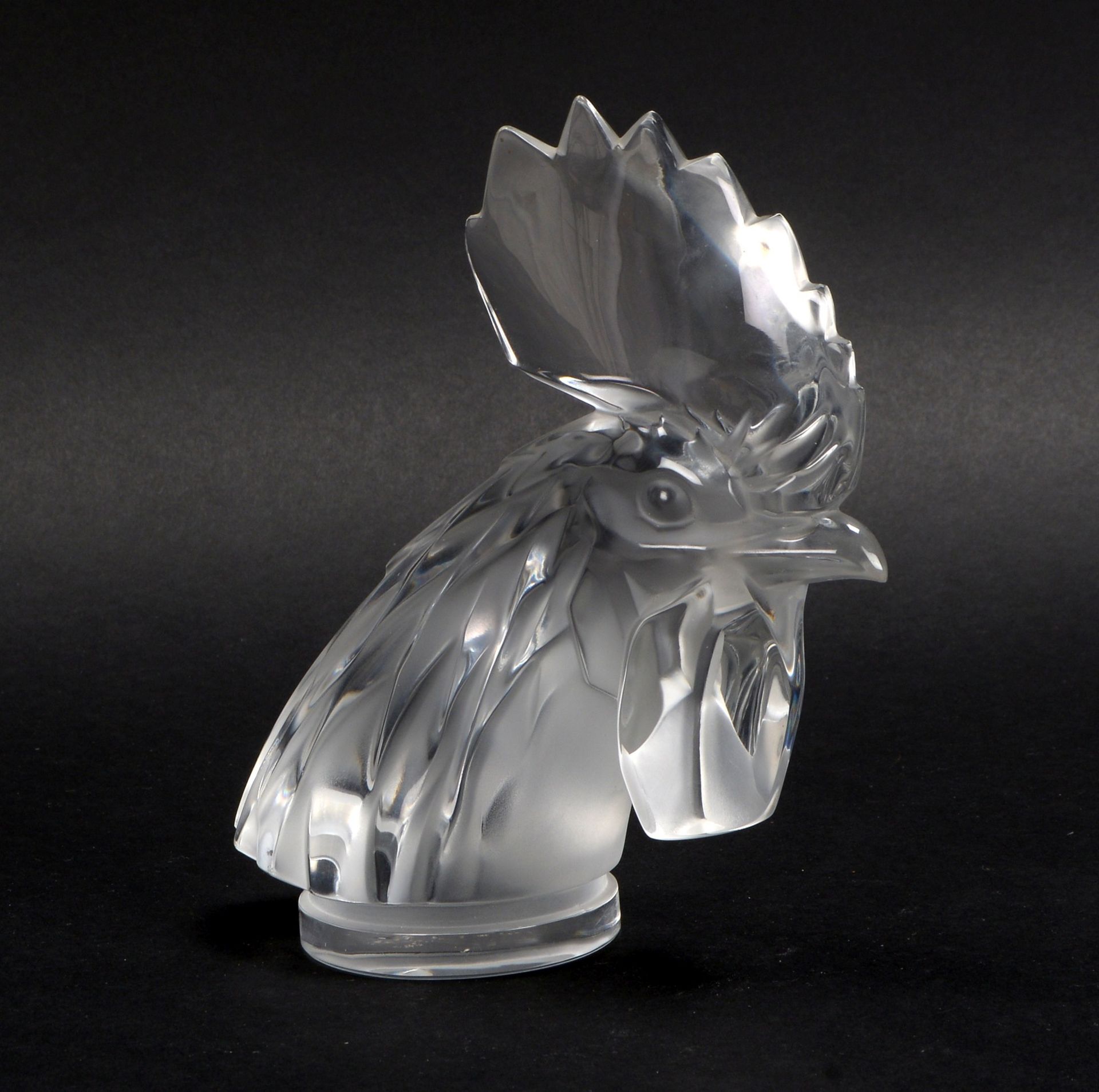 Lalique/Frankreich, Glasobjekt, &#039;Hahnenkopf&#039;, Kristallglas, signiert - Image 2 of 2