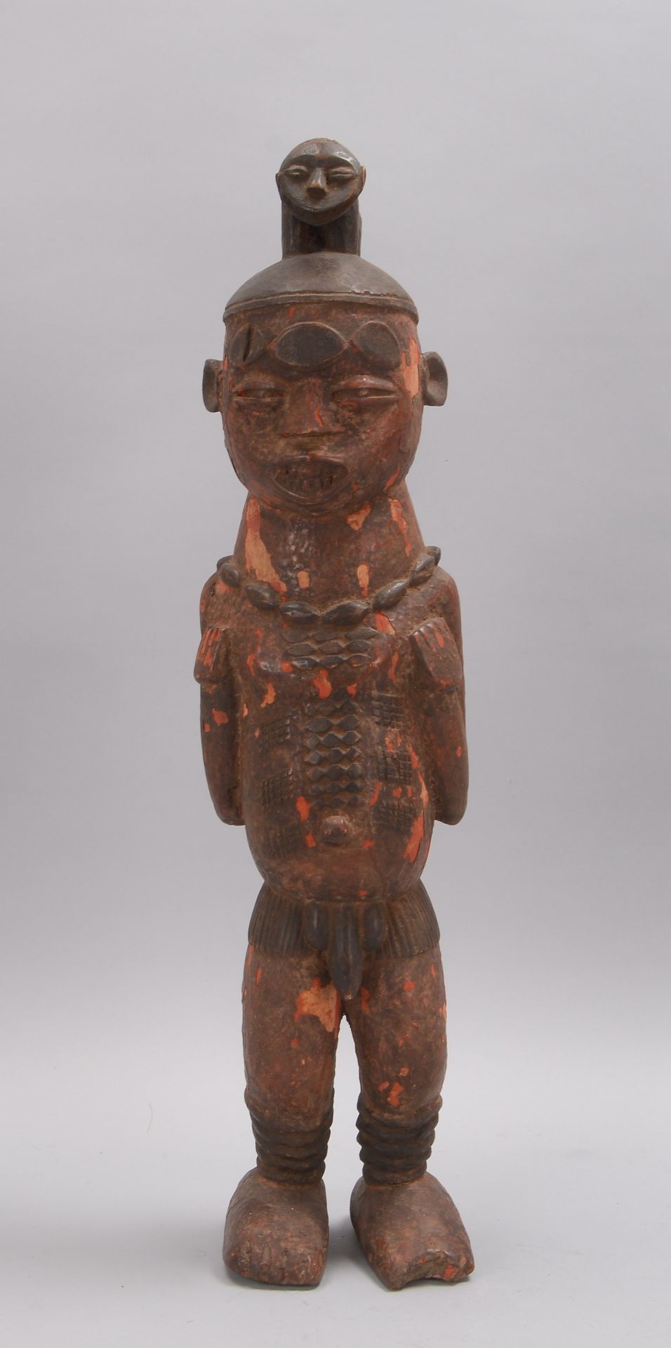 Holzfigur (Benin/Afrika), &#039;Stehender Mann&#039;, mit Brustschmuck