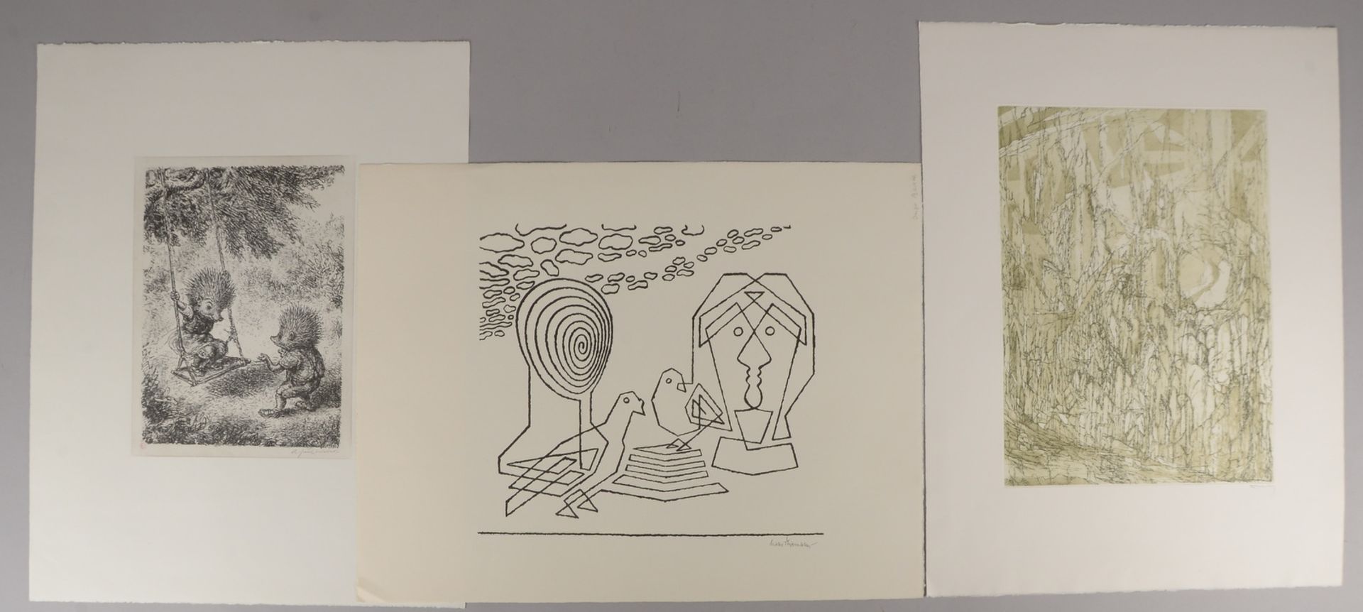 3 Grafiken (Ed. Griffelkunst), sign., unger.: Weber, P., Thiemann, H., Eliasberg, P.