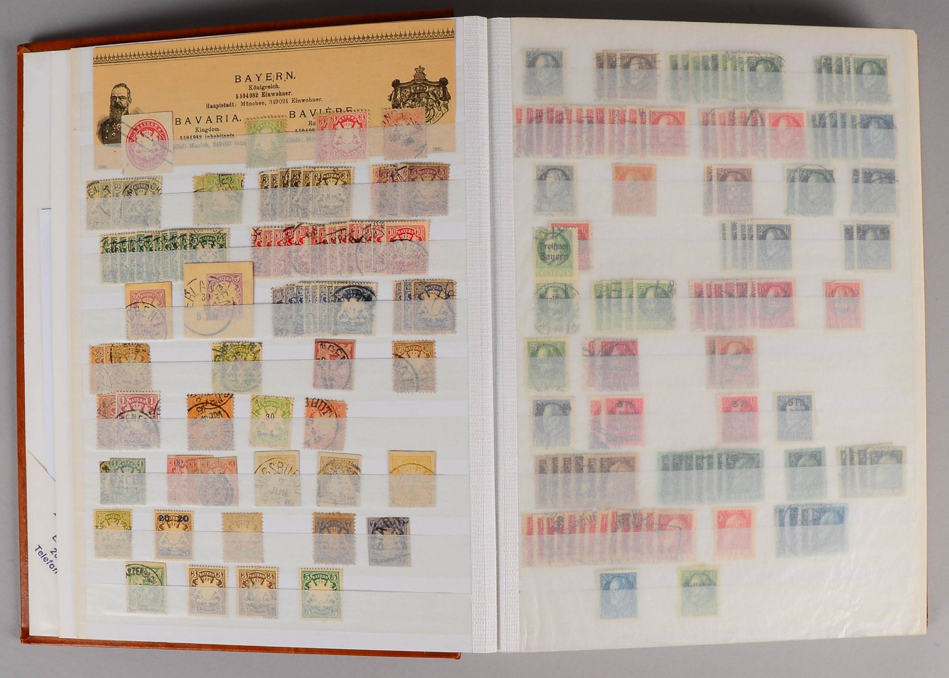Briefmarkensammlung: Steckbuch mit &#039;Altdt. Staaten&#039;, &#039;Span./Portugies. Kolonien&#039;