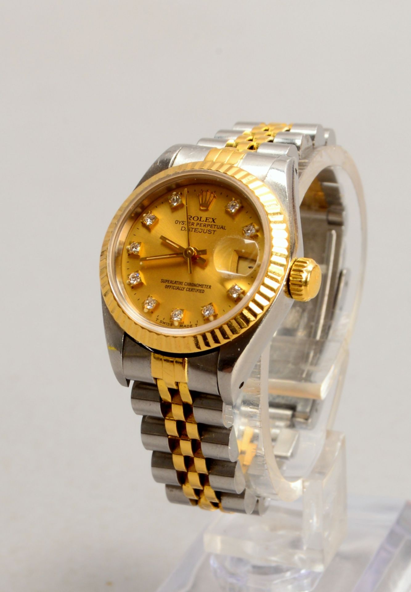 Damenarmbanduhr, Rolex Oyster Perpetual Datejust, Automatik, Stahl-/Goldgehaeuse, goldfarbenes Ziff - Bild 2 aus 2