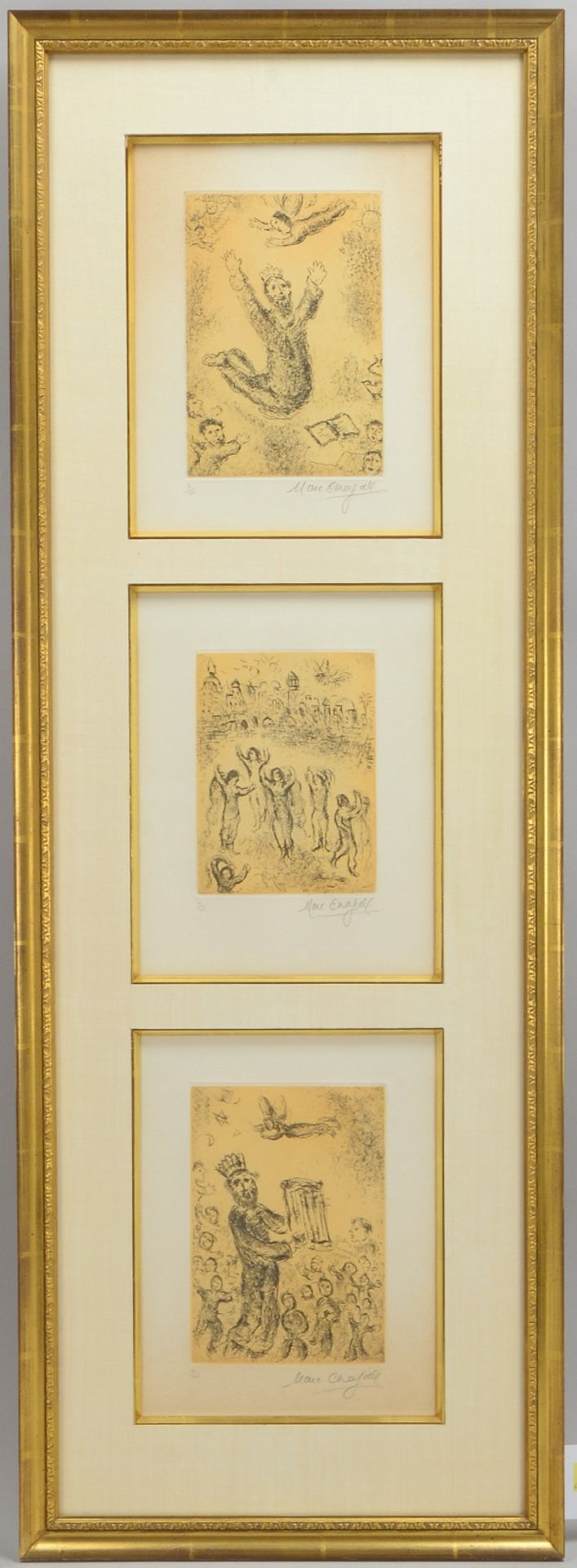Chagall, Marc, 3x Radierungen, &#039;Psalme des David&#039;, num. &#039;4/40&#039;/bleisign., hinter