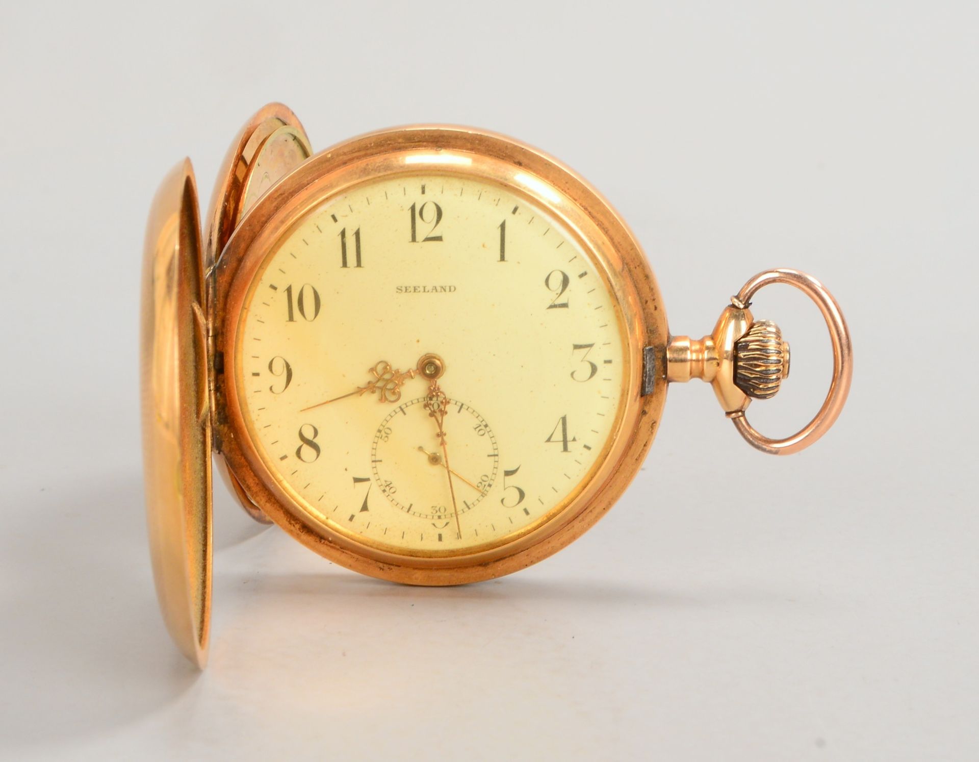 Herrentaschenuhr, &#039;Seeland Watch Co. S.A.&#039;, Sprungdeckel, 3 Deckel 585 Gold