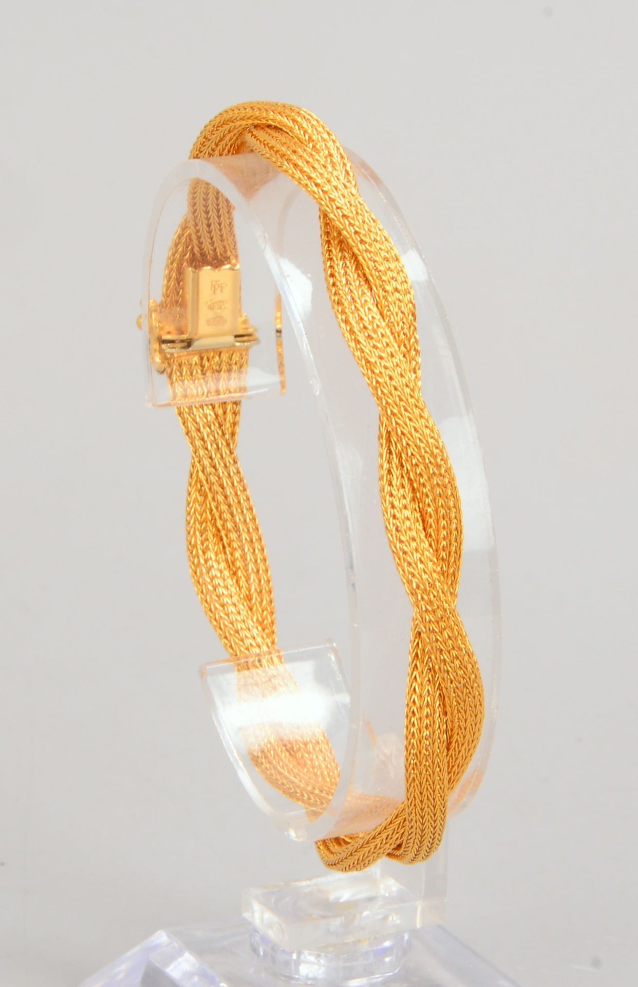 Armband, 750 GG (gest.), 2-str. geflochten, mit Steckschlie&szlig;e; Gew. 14,50 g