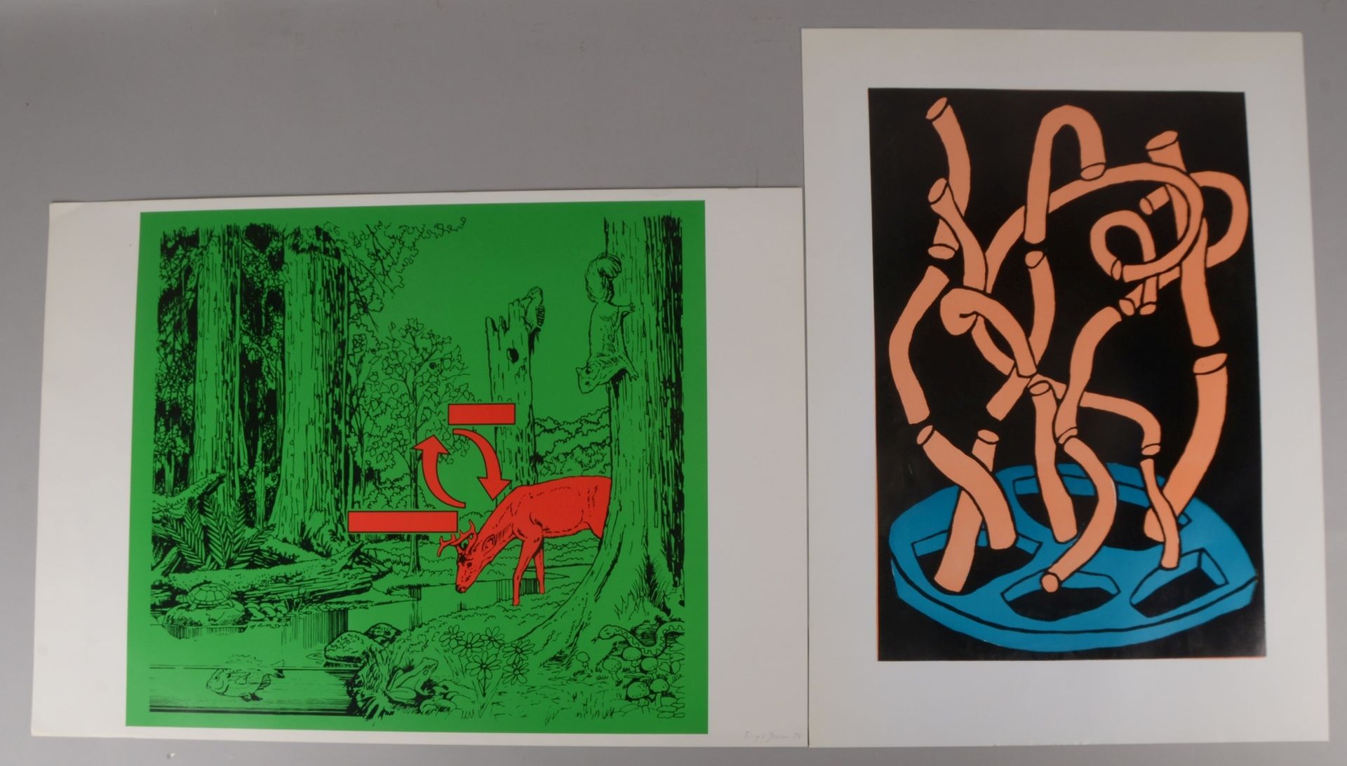 2 Farbserigr. (Ed. Griffelkunst), sign., unger.: Anberger, Pidder, und Jensen, Birgit