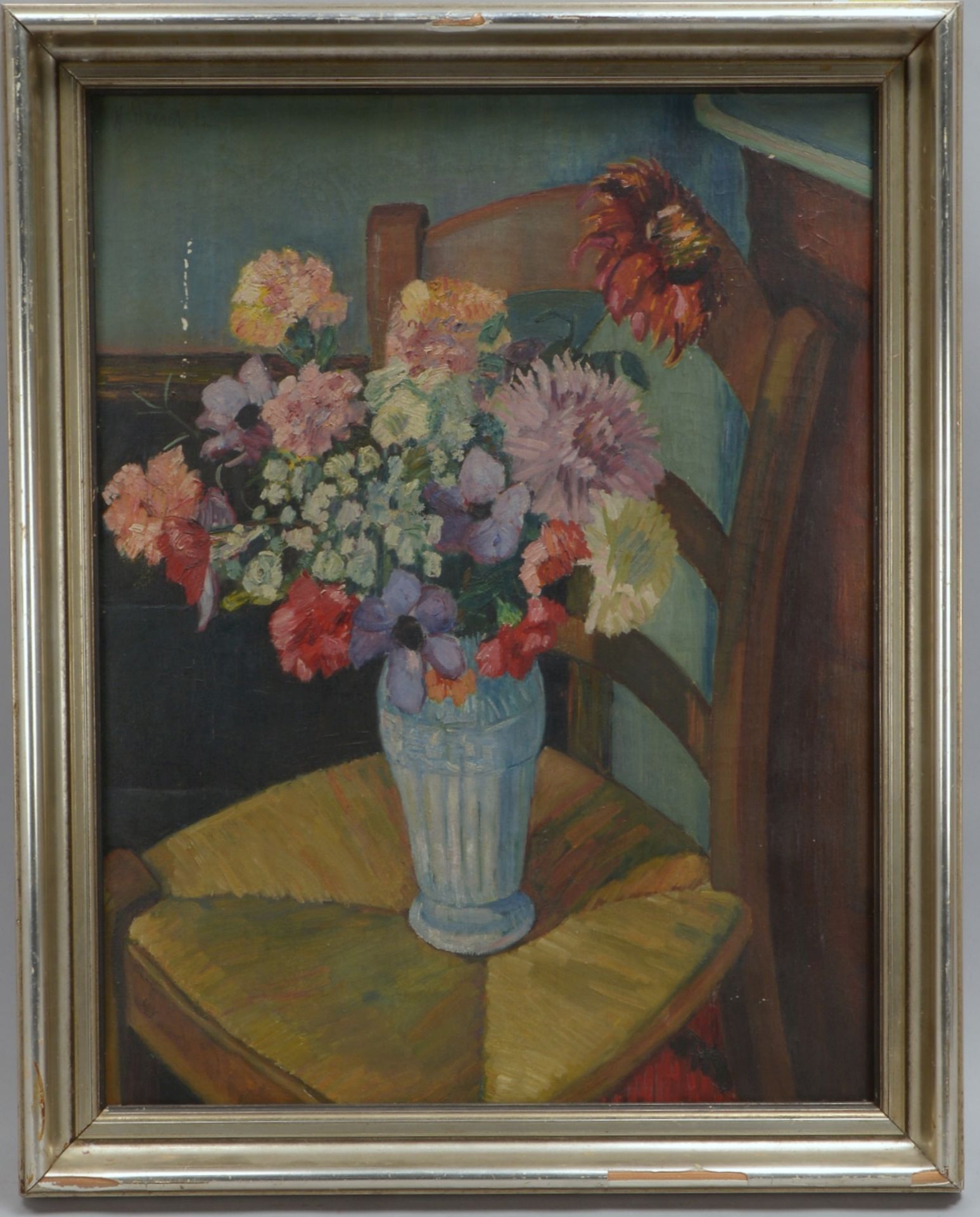 Gemälde, 'Sommerstrauß in Vase', Öl/Lw, oben links signiert/dat. (19)'27' 