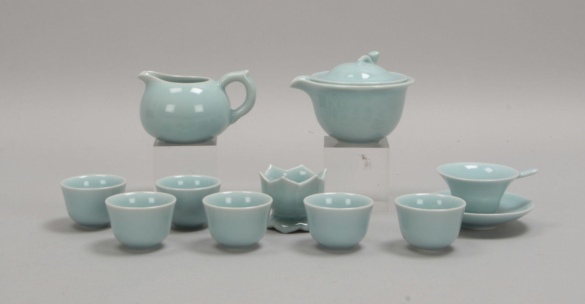 Jianxing, Xu, K&uuml;nstler-Keramikservice, komplett f&uuml;r 6 Pers., in Holzschatull - Image 2 of 2