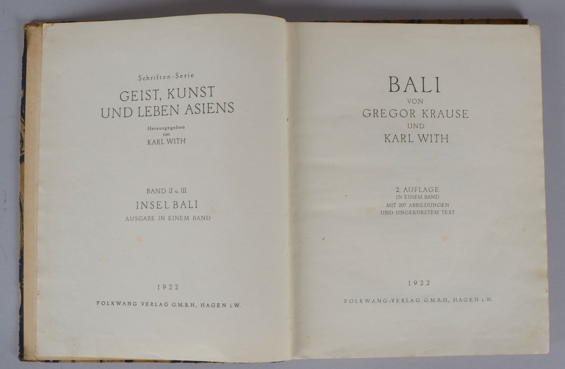 Krause, Gregor, und Wirth, Karl, 'Bali' (Hagen: Folkwang-Verlag, 1922), Bd. I + II