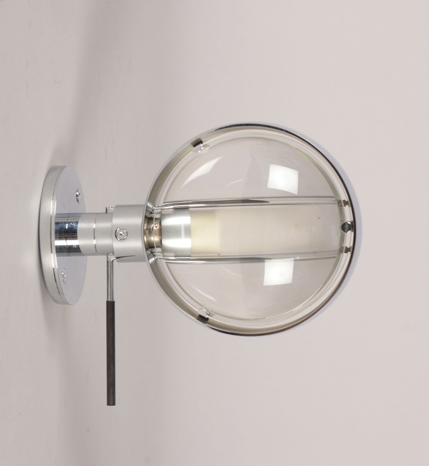 Occhio Verticale, Designer-Wandlampe, Chrom und Glas, Schirmpos. verstellbar