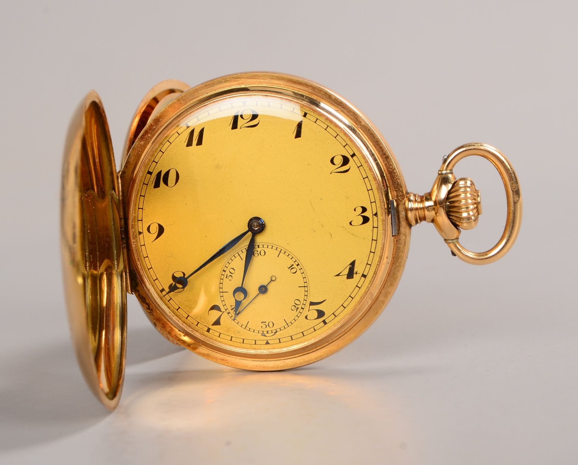 Ankerchronometer, Zenith, 14 kt GG-Savonette-Geh., Staubdeckel mit Medaillenspiegel