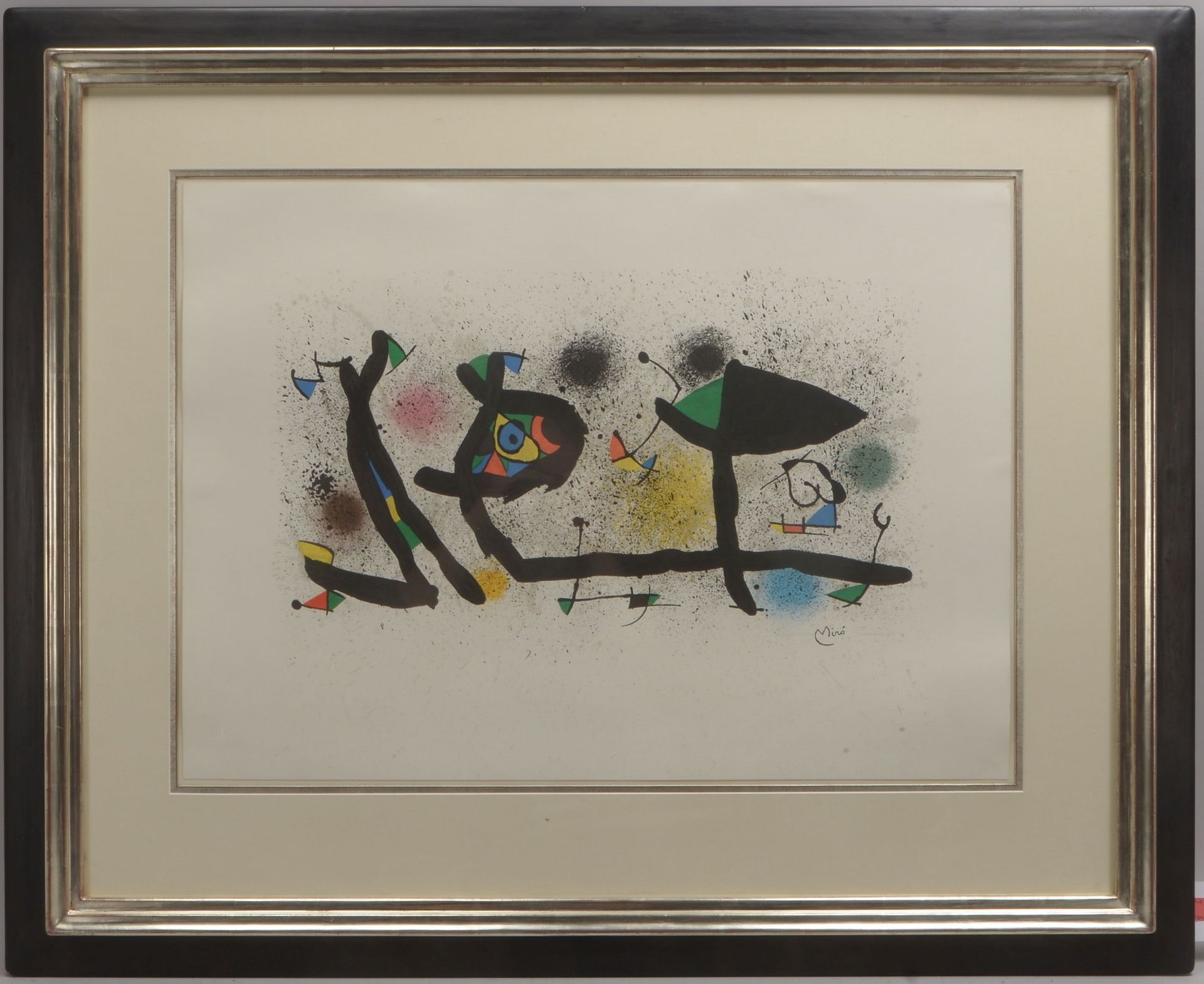 Mir&oacute;, Jean, &#039;Farbkomposition&#039;, Lithografie, unter Passepartout hinter Glas gerahmt