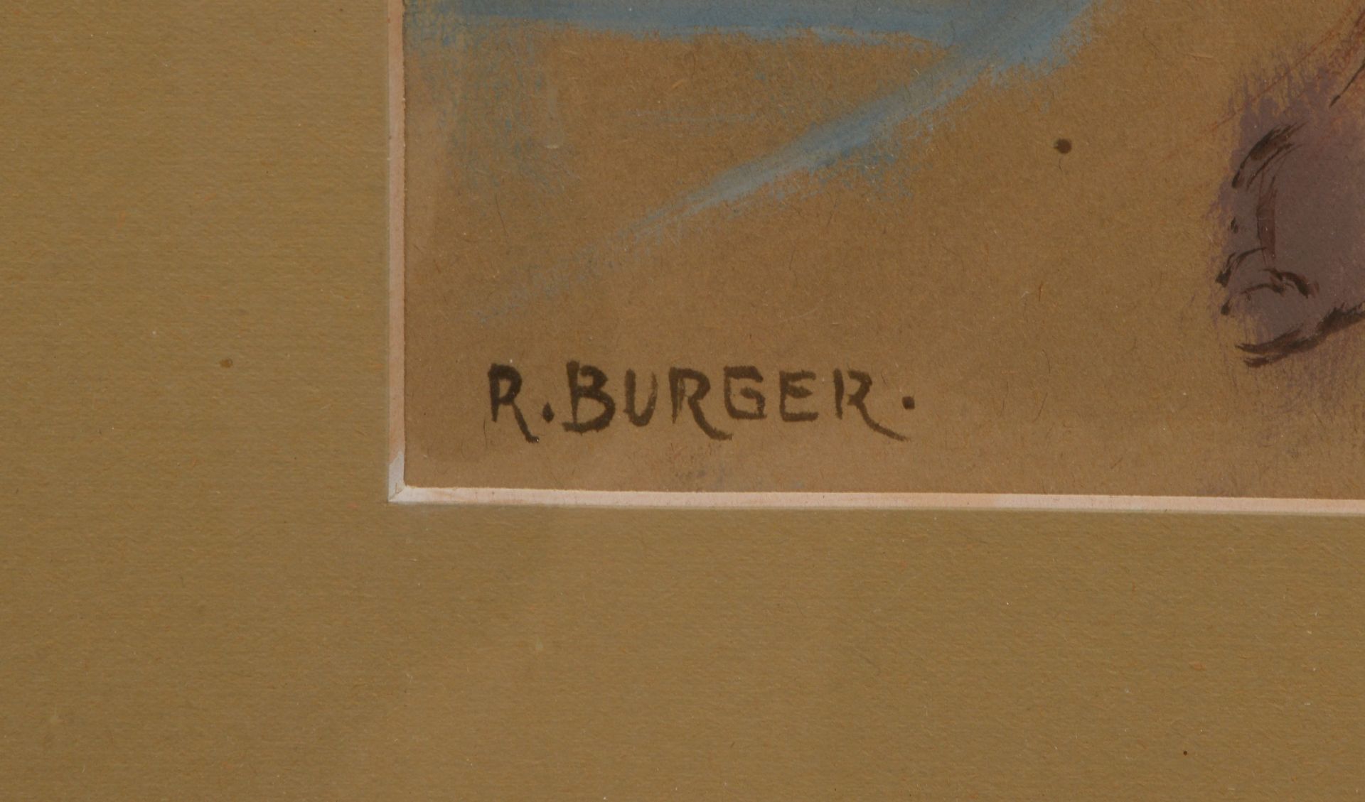 Burger, R., &#039;Weiblicher Akt mit Krug&#039;, Mischtechnik auf Papier, hinter Glas gerahmt - Image 2 of 2