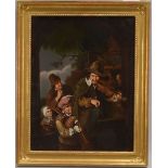 Gemälde (um 1900), 'Dudelsackspieler und Geiger', Öl/Lw, unsigniert; Maße 35 x 46 cm