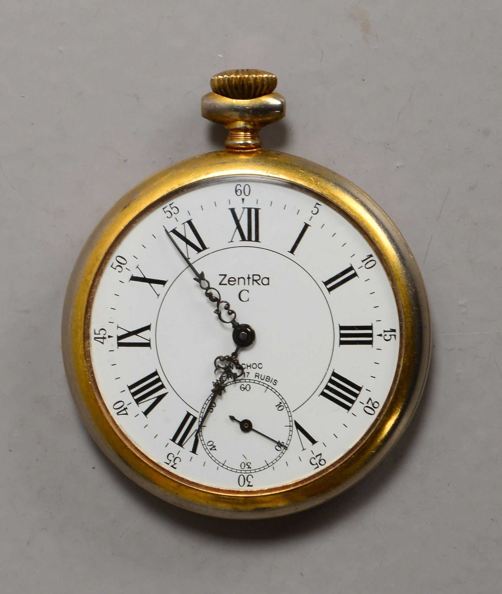 Taschenuhr, Zentra, Metall-Geh&auml;use, l&auml;uft an; Durchmesser &Oslash; 48 mm - im Holzetui - Image 2 of 2